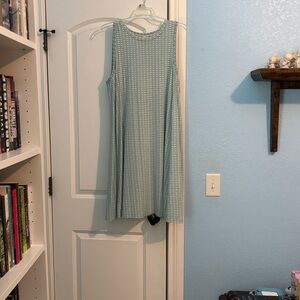 LOFT Sleeveless Teal Midi Dress with Bow-Dot Print